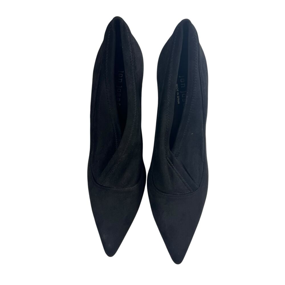 JON JOSEF Black Velvet & Suede Leather Heels Loafers Shoes Women's 10M - Picture 4 of 11